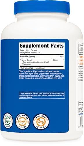 Nutricost Artichoke Extract 600mg, 240 Vegetarian Capsules - Gluten Free, Non-GMO