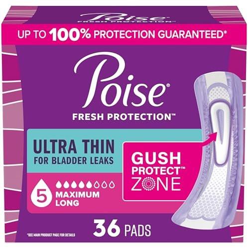 Poise Ultra Thin Incontinence & Postpartum Pads for Bladder Leaks, 5 Drop Maximum Absorbency, Long Length, 36 Count - görsel 2