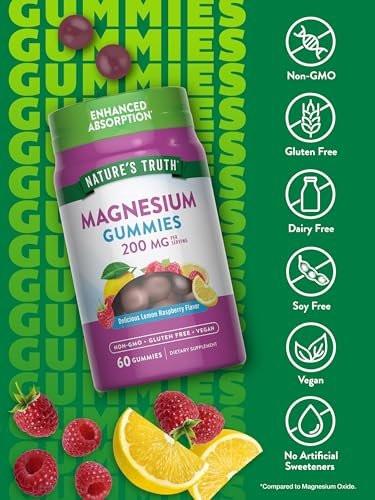 Nature's Truth Magnesium Gummies for Adults | 200mg | 60 Count | Vegan, Non-GMO & Gluten Free Supplement | Enhanced Absorption Magnesium Citrate - görsel 6