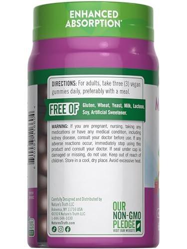 Nature's Truth Magnesium Gummies for Adults | 200mg | 60 Count | Vegan, Non-GMO & Gluten Free Supplement | Enhanced Absorption Magnesium Citrate