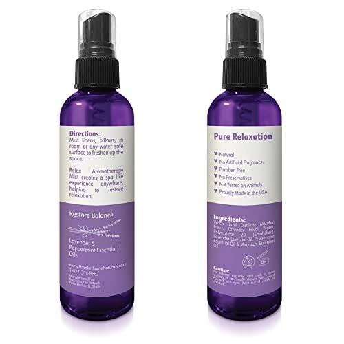 Relax Lavender Spray for Sleep, Natural Linen Spray for Bedding, Perfect Lavender Pillow Spray for Sleep. Aromatherapy Bed Spray with Lavender & Peppermint Essential Oils by Brookethorne Naturals 4oz - görsel 2