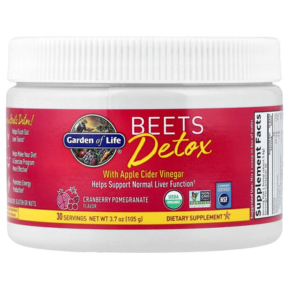 Garden of Life Organic Beet Root Powder with Antioxidants, Vitamin C, Probiotics & Apple Cider Vinegar for Digestive & Liver Health – BEETS Detox – Vegan, Non GMO, Cranberry Pomegranate, 30 Servings