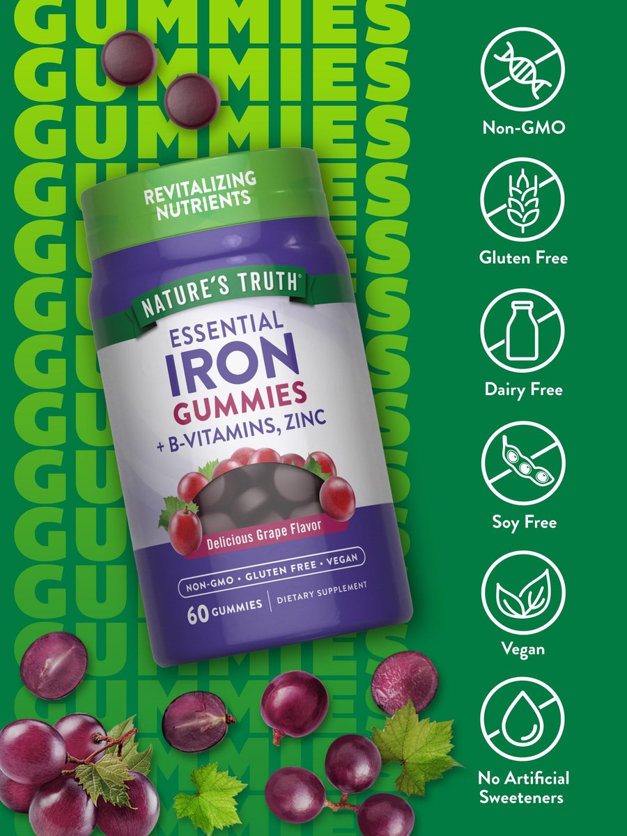 Nature's Truth Iron Gummies | 60 Count | – Great Grape Flavor: Delicious taste with no artificial flavors or – Image 5