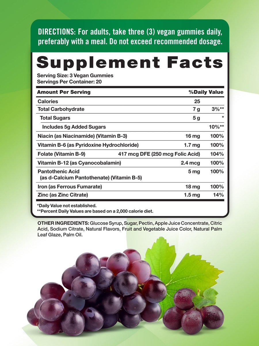 Nature's Truth Iron Gummies | 60 Count | – Vegan & Non-GMO: Made with plant-based ingredients and no genetically – Image 3