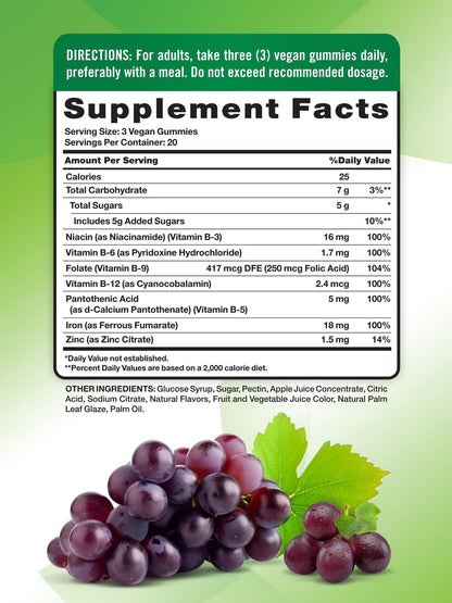 Nature's Truth Iron Gummies | 60 Count | – Vegan & Non-GMO: Made with plant-based ingredients and no genetically – Image 3