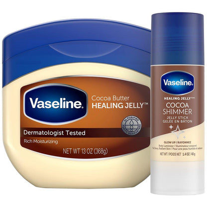 Vaseline Cocoa Butter Healing Jelly, 2-Size Variety Bundle – #1 Dermatologist-Recommended Skin Protectant, Healing Ointment for Sensitive and Dry Skin