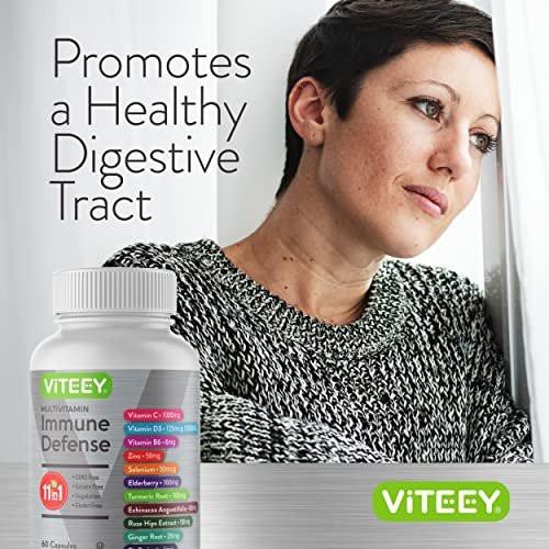 Viteey 11 in 1 Immune Support Supplement - Immune Defense with Vitamin D3, B6, Echinacea, Turmeric, Rose-HIPS, Selenium, BioPerine, Ginger, Elderberry Vitamin C and Zinc - 60 Count - görsel 6