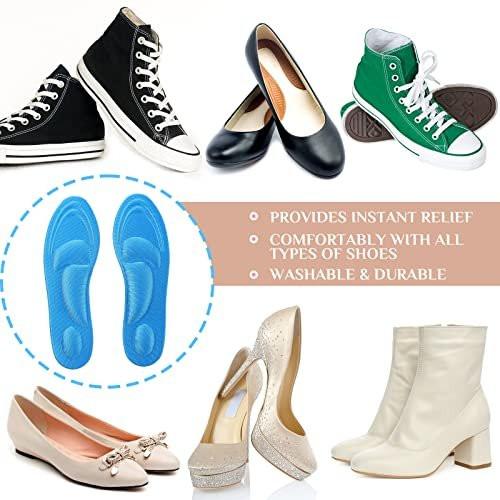 Jeere 4 Pairs Arch Support Insoles for Women, Memory Foam Cushion Shoe Inserts, Breathable High Heel Inserts, 5d Barefoot Comfort Shoe Pad for Massaging Arch Pain Relief (Beige, Blue) - görsel 2