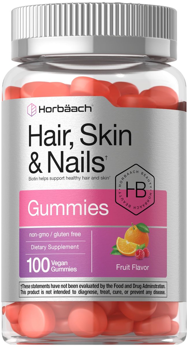 Horbäach Hair Skin and Nails Gummies | 100 Count | with Biotin | Fruit Flavored Vitamins | Non-GMO, Gluten Free Supplement - görsel 15