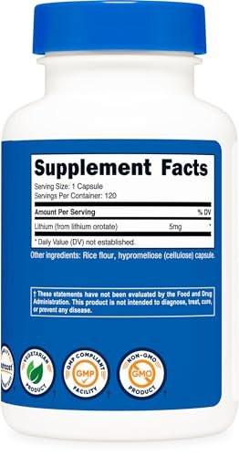 Nutricost Lithium Orotate 5mg, 120 Capsules - Veggie Caps, Non-GMO, Gluten Free - görsel 3