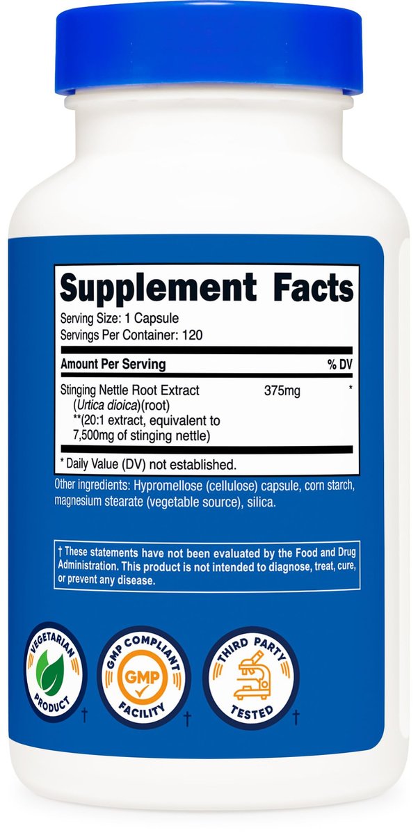 Nutricost Stinging Nettle Root Extract 120 Capsules for 120 Servings Per Bottle - Vegetarian, GMO Free and Gluten Free - görsel 9