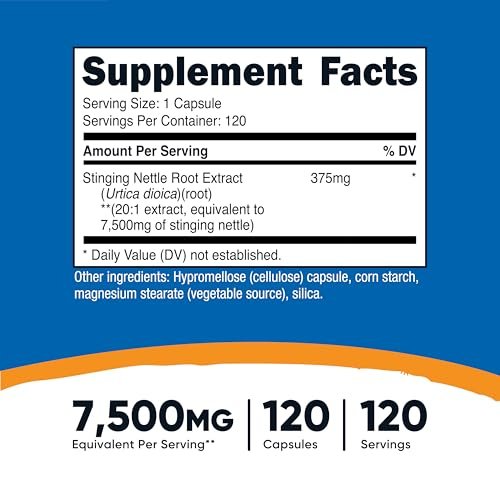 Nutricost Stinging Nettle Root Extract 120 Capsules for 120 Servings Per Bottle - Vegetarian, GMO Free and Gluten Free - görsel 4