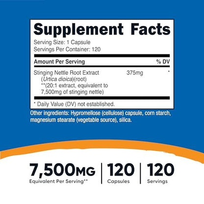 Nutricost Stinging Nettle Root Extract 120 Capsules for 120 Servings Per Bottle - Vegetarian, GMO Free and Gluten Free