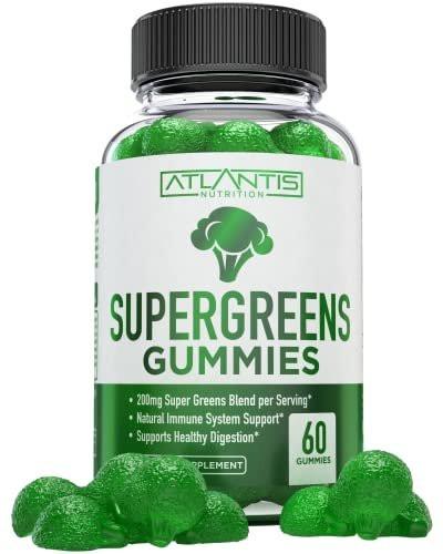 Atlantis Nutrition Supergreens Gummies - Daily Green Superfoods Supplement with Spinach, Broccoli, Moringa, Beet Root, Celery, Green Tea, & Acai for Immunity Support - Natural Raspberry Flavor, 60 cnt - görsel 7