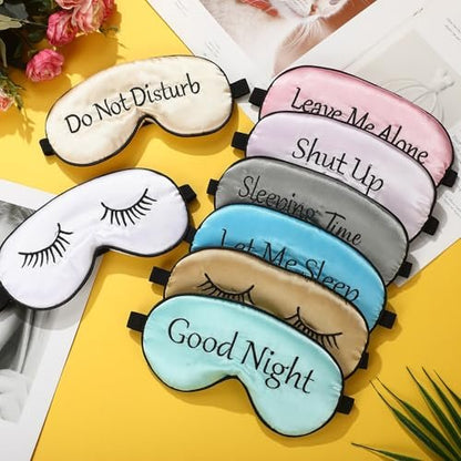 8 Pieces Funny Sleep Mask Silk Eye Mask with – Easy to Clean: Simply hand wash or machine wash on gentle cycle and – Image 6