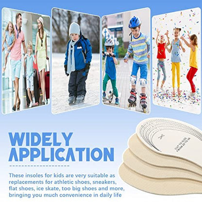 Eurzom 2 Pairs Kids Insoles Shoe Inserts Children Memory Sponge Insoles Washable Replacement Breathable Latex, Cutting Size Soft Women Toddler Shoe Filler for Spring Summer (Beige)