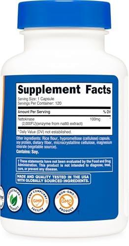 Nutricost Nattokinase 2,000FU, 120 Capsules - Gluten Free, Non-GMO, Vegetarian Friendly