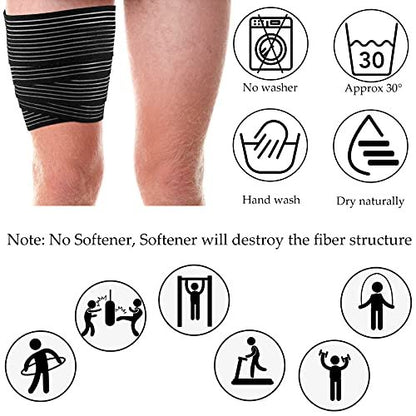 Syhood Compression Bandage Wraps for Leg, Elastic Calf Compression Sleeve Ankle Support, Adjustable Plus Size for Men and Women Stabilising Ligament, Joint Pain, Sports (2 Pieces, 71 Inches)