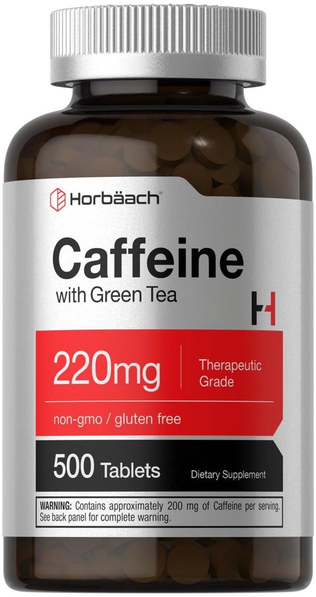 Horbäach Caffeine Pills 220mg with Green Tea | 500 Tablets | Vegetarian, Non-GMO & Gluten Free - görsel 1
