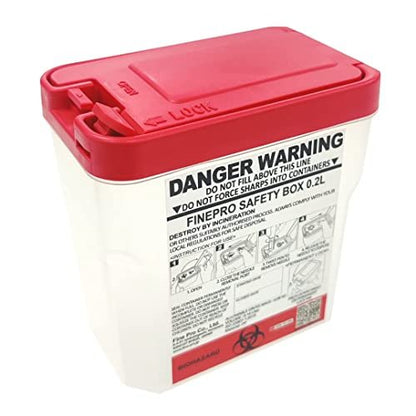 FINEPRO Portable Pen-Needle Disposal Container 0.2L (Pack of 3) - Red+Clear, Diabetes Care Sharps Container