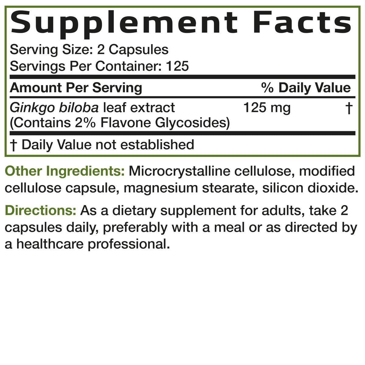 Bronson Ginkgo Biloba Extra Strength Supports Brain Function & Memory Support, 250 Vegetarian Capsules - görsel 12