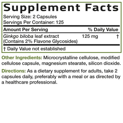 Bronson Ginkgo Biloba Extra Strength Supports Brain Function & Memory Support, 250 Vegetarian Capsules