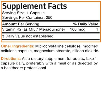 Bronson Vitamin K2 as MK-7 Menaquinone 100 – Warning: If you are pregnant, nursing, taking blood thinners (e.g., – Image 11