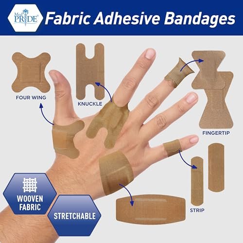 MED PRIDE Sterile Fingertip Fabric Bandages 1.75in X 3in Hypoallergenic Adhesive Latex-Free 100 Count - görsel 12