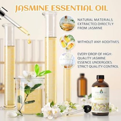 EVOKE OCCU Jasmine Essential Oil for Cleaning, Air Freshening, Relaxing, Add to Spray and Diffuser - 4 Fl Oz