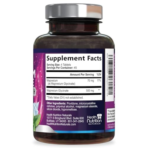 Magnesium Glycinate 250mg Per Serving - High Absorption 100% Chelated Magnesium Formula - Muscle, Nerves, Bone & Heart Health Support Supplement, Gluten-Free Non-GMO Vegan - Bottled USA - 180 Tablets - görsel 3