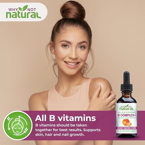 Why Not Natural Vitamin B Complex Liquid Drops - Supplement for Women - Vegan and Sublingual Forms of B1 B2 B3 B5 B6 Biotin Folate and Choline - Plus Blend for Energy Support - görsel 4