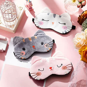 Haysandy 3 Pieces Sleep Mask for Kids Girls – Adorable Cat Design: Each mask features a charming cat face with – Image 1