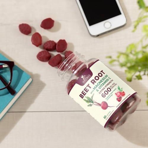 Beet Root Supplement Gummies - Superfood with Beetroot Extract Powder with Vitamin C & Magnesium - Supports Energy Heart Health & Nitric Oxide Production - Red Beets Supplements Gummy - 60 Gummies - görsel 11