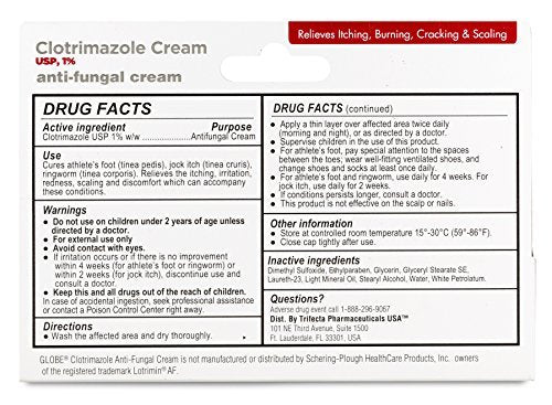 Globe Clotrimazole Antifungal Cream 1% USP, 1 oz (4 Pack) - Anti Fungal Treatment for Athlete's Foot, Jock Itch, Ringworm & More - görsel 11