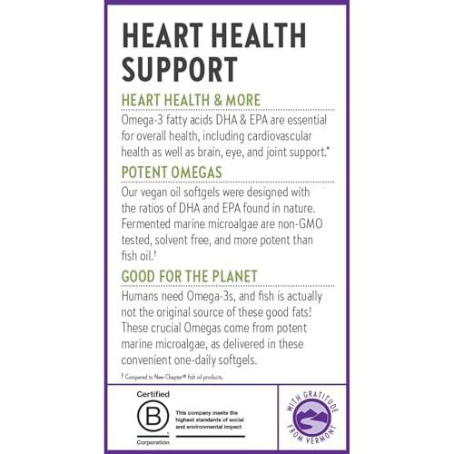 New Chapter Vegan Algae Oil, DHA, EPA, and DPA Supplement - Vegan Omega-3 Complex for Heart, Brain, Eye & Joint Support - 30 Softgels - görsel 3