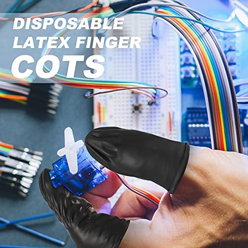 Lauwell 400 Pcs Disposable Latex Finger Cots Protective Fingertips Gloves Black Finger Sleeves Protectors for Industrial, Beauty and More, 2.4 x 0.8 Inch - görsel 5