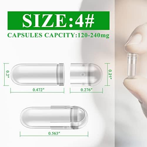 wananfu Size 4 Empty Capsules Vegetarian (100 Count) Bundle with 2 Micro Lab Spoons, Clear Fillable Veggie Pill Capsules Size 4 for Making Your Own Supplements - görsel 12