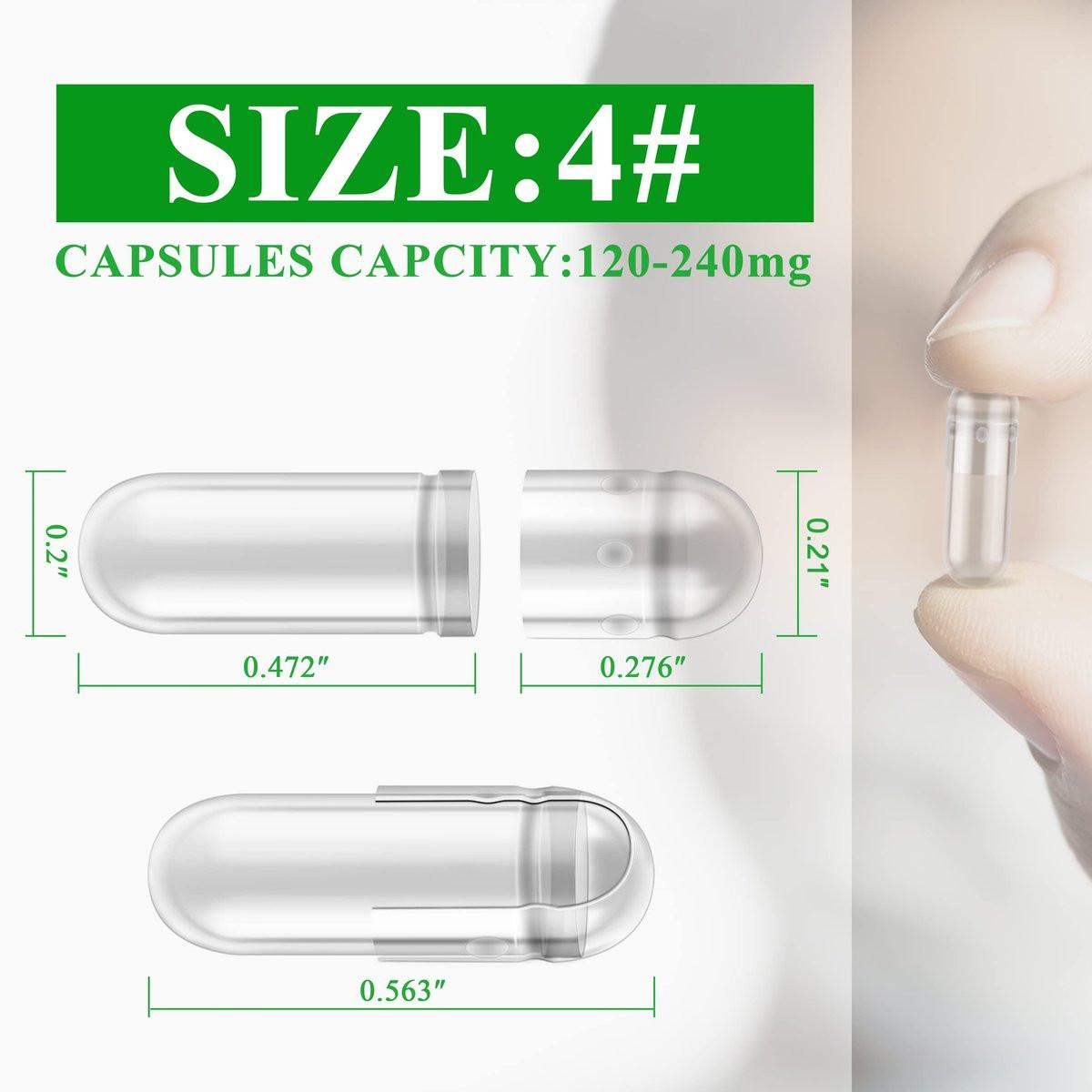 wananfu Size 4 Empty Capsules Vegetarian (100 Count) Bundle with 2 Micro Lab Spoons, Clear Fillable Veggie Pill Capsules Size 4 for Making Your Own Supplements - görsel 11