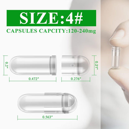 wananfu Size 4 Empty Capsules Vegetarian (100 Count) Bundle with 2 Micro Lab Spoons, Clear Fillable Veggie Pill Capsules Size 4 for Making Your Own Supplements