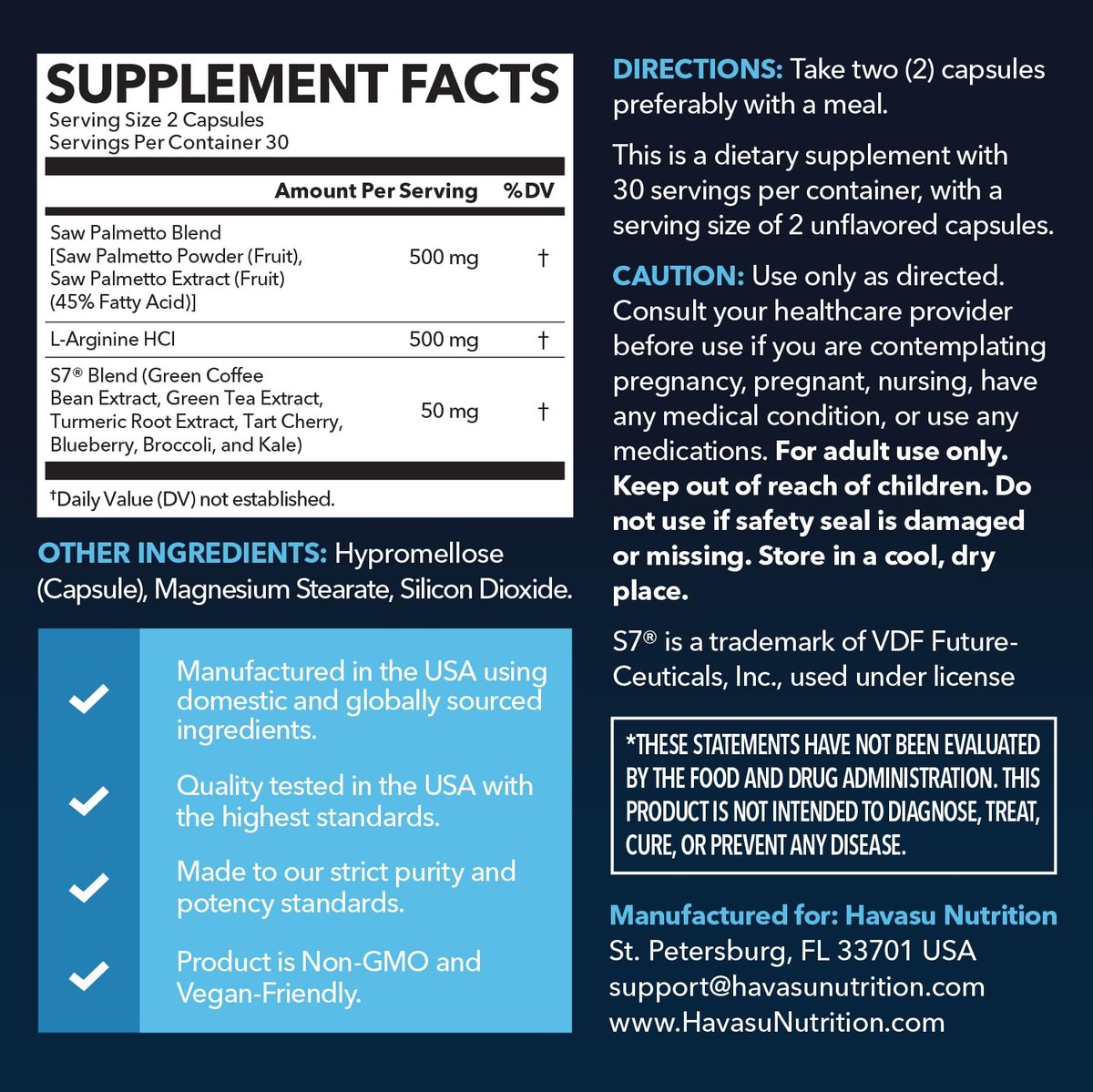 Saw Palmetto 500mg and L-Arginine 500 mg - Prostate Health and Nitric Oxide Supplements for Men - 60 Count - Urinary Function Support and Endurance for Active Males - Vegan, Non-GMO, 1 Month Supply - görsel 3