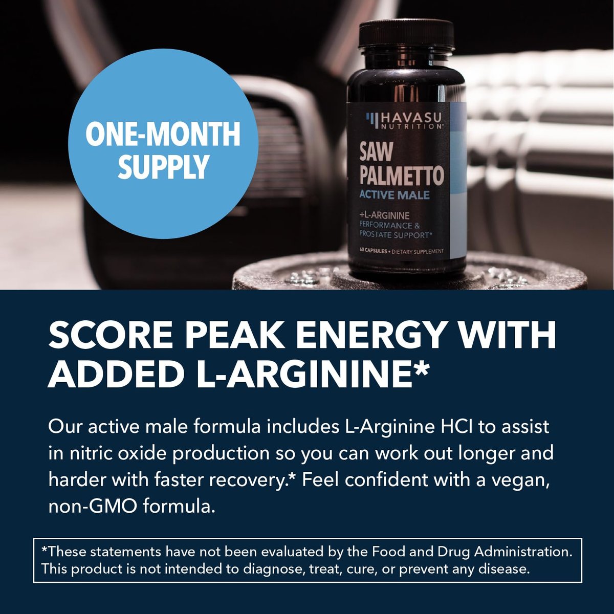 Saw Palmetto 500mg and L-Arginine 500 mg - Prostate Health and Nitric Oxide Supplements for Men - 60 Count - Urinary Function Support and Endurance for Active Males - Vegan, Non-GMO, 1 Month Supply - görsel 13
