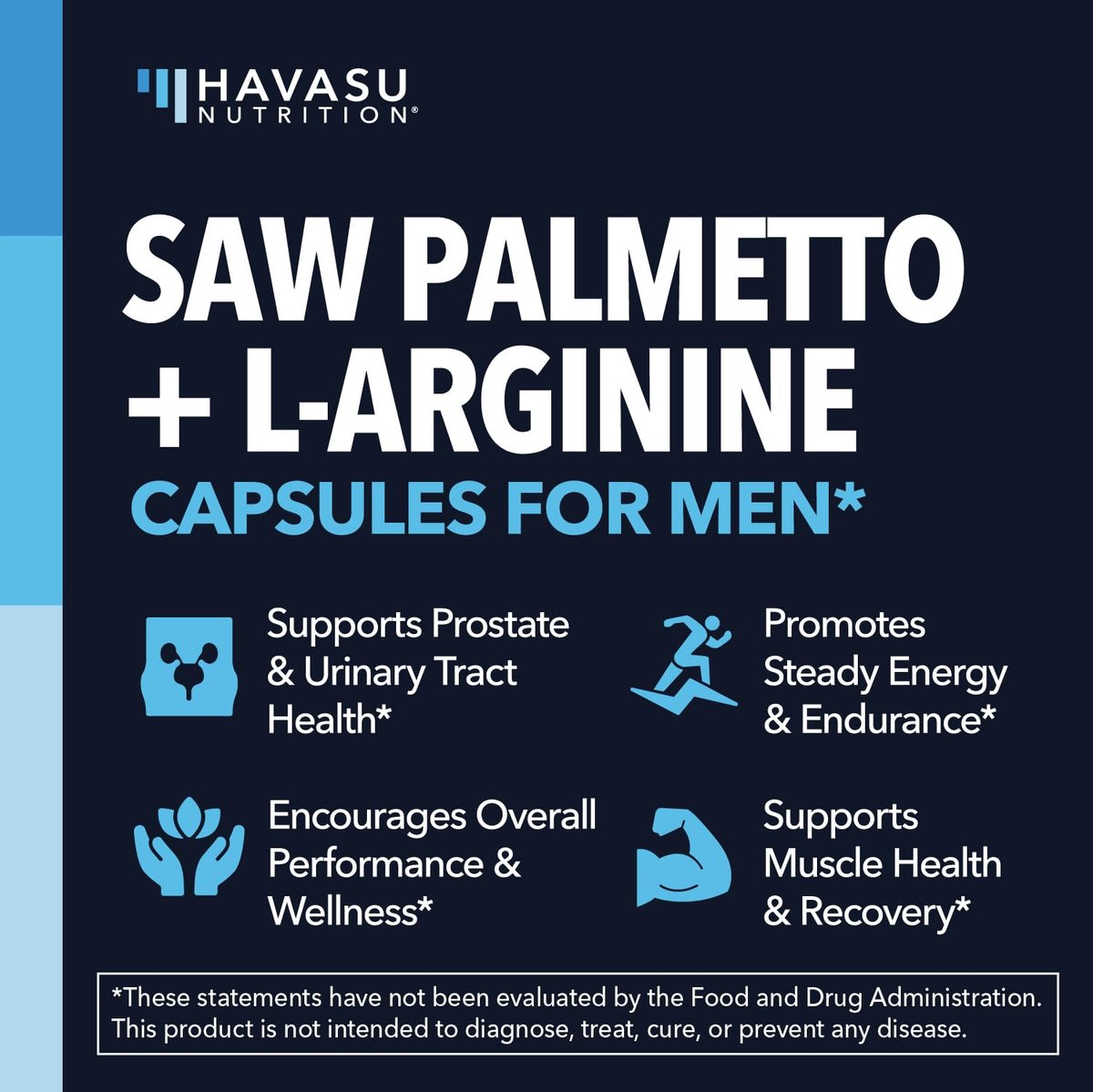 Saw Palmetto 500mg and L-Arginine 500 mg - Prostate Health and Nitric Oxide Supplements for Men - 60 Count - Urinary Function Support and Endurance for Active Males - Vegan, Non-GMO, 1 Month Supply - görsel 5