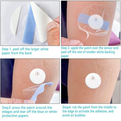 20 Pack Freestyle Libre 3 Covers Waterproof, No Sticky Center, Durable, Skin-Friendly, Pre-Cut Back Paper, Easy to Apply/Remove Clear Adhesive Patches, Tapes for Sports, Swimming & Daily Use