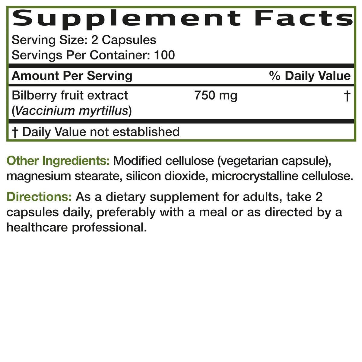 Bronson Bilberry Extra Strength Vaccinium Myrtillus, Promotes Eye Health and Supports Healthy Vision - Non GMO, 200 Vegetarian Capsules - görsel 4