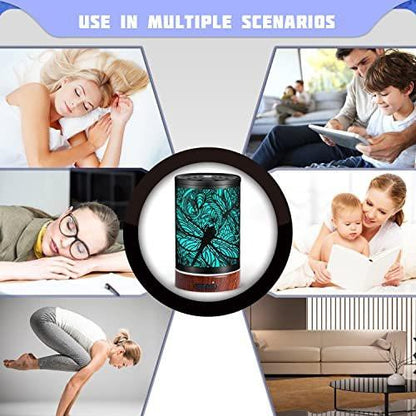 Essential Oils Diffuser, Aromatherapy Diffuser, Metal Cool Mist Humidifier with 7 Colors Lights Waterless Auto Off - Dragonfly Design