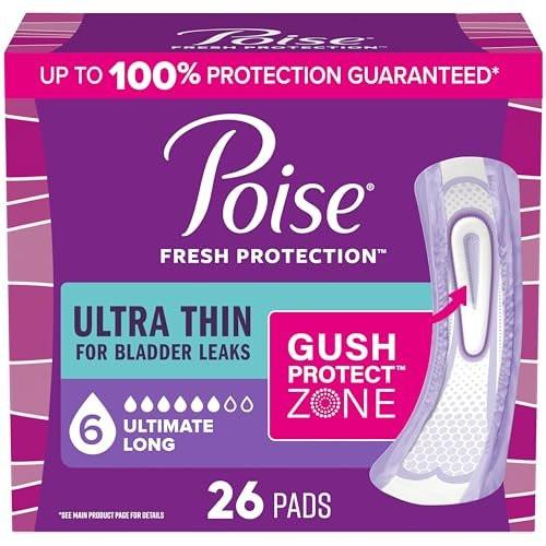 Poise Ultra Thin Incontinence & Postpartum Pads for Bladder Leaks, 6 Drop Ultimate Absorbency, Long Length, 26 Count - görsel 2