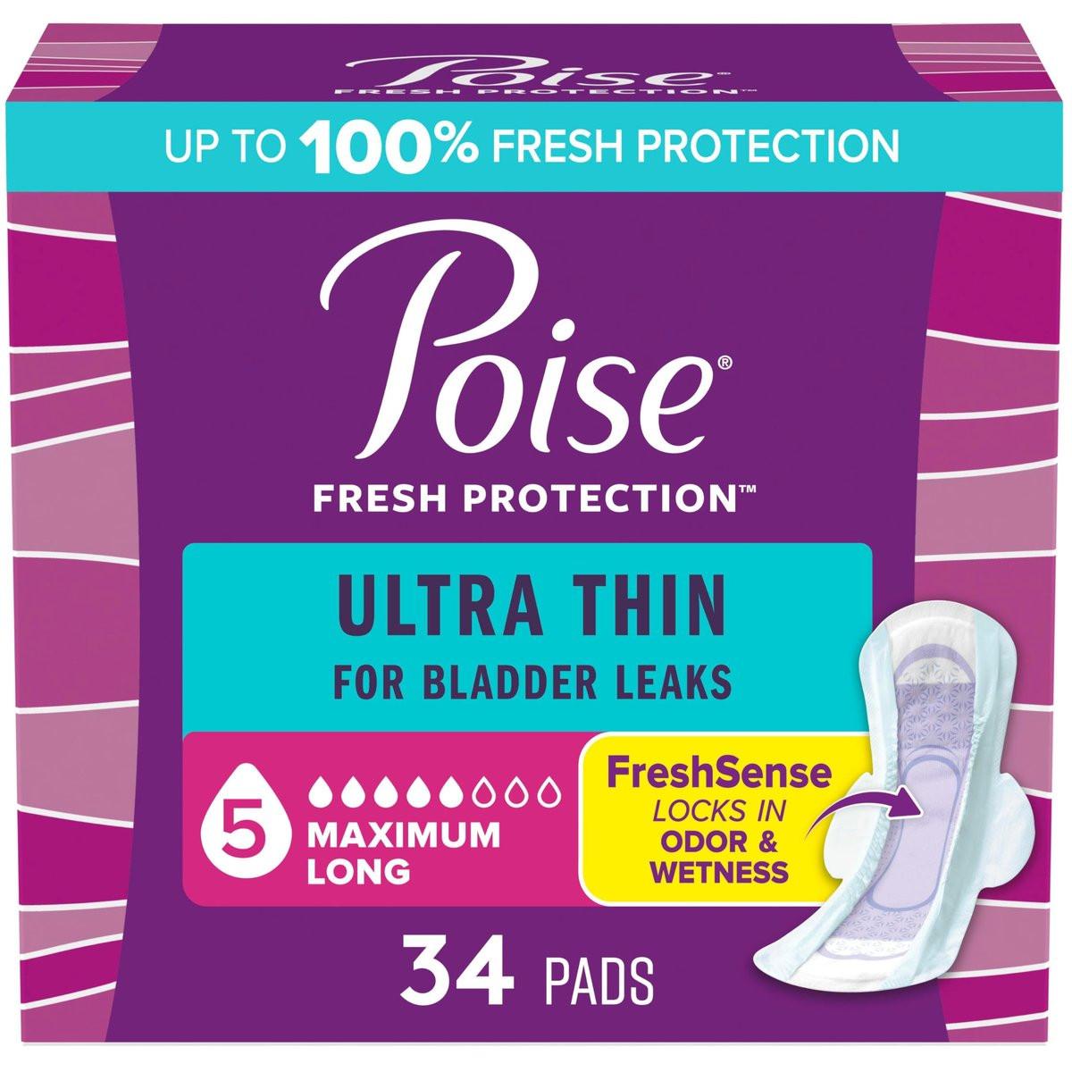 Poise Ultra Thin Incontinence & Postpartum Pads with Wings for Bladder Leaks, 5 Drop Maximum Absorbency, Long Length, 34 Count - görsel 12
