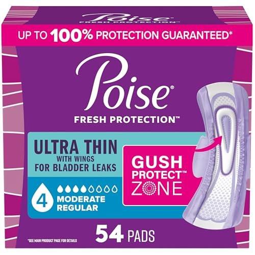 Poise Ultra Thin Incontinence & Postpartum Pads with Wings for Bladder Leaks, 4 Drop Moderate Absorbency, Regular Length, 54 Count - görsel 7
