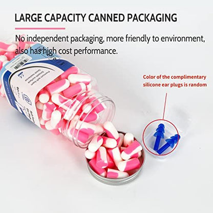 LYSIAN Ultra Soft Foam Sleep Earplugs, 38dB SNR Noise Reduction Ear Plugs for Sleeping, Mowing, Shooting - 60 Pairs, Double Color Pink/White