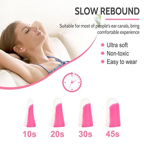 LYSIAN Ultra Soft Foam Sleep Earplugs, 38dB SNR Noise Reduction Ear Plugs for Sleeping, Mowing, Shooting - 60 Pairs, Double Color Pink/White - görsel 4